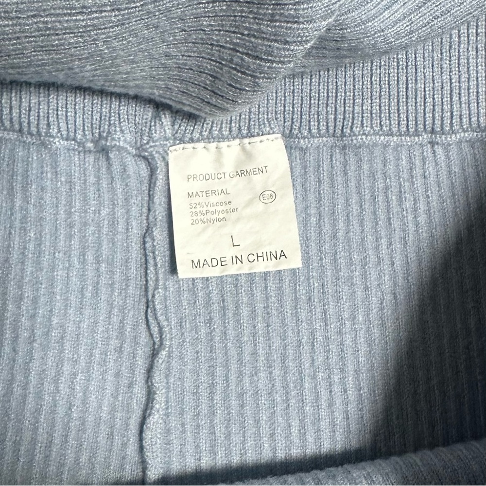 Matching Sweater Set Ribbed Light Blue Size Large - Picture 4 of 11